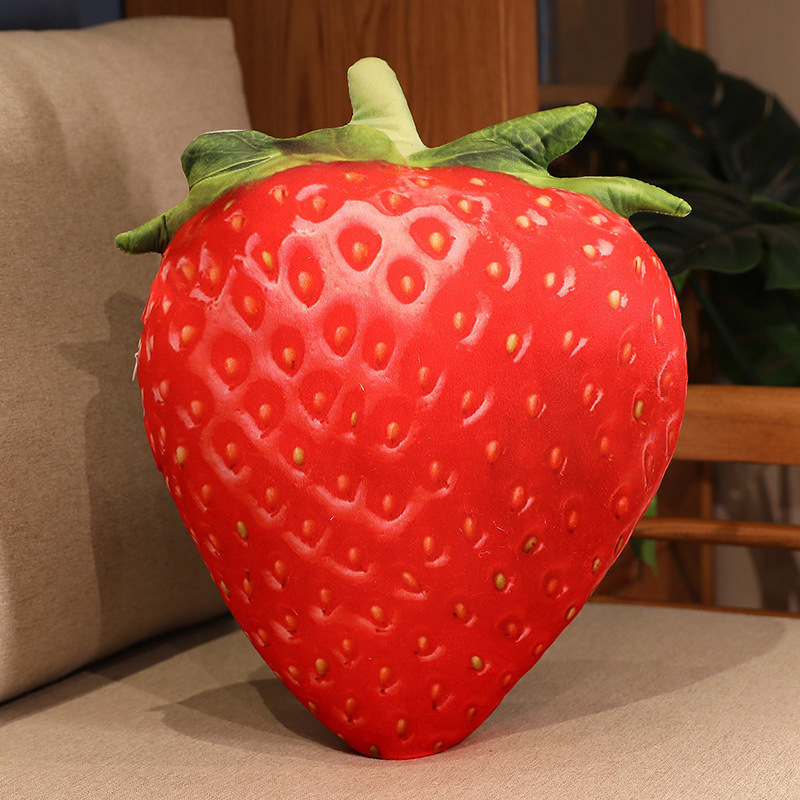 Strawberry realistic fruit plush pillow