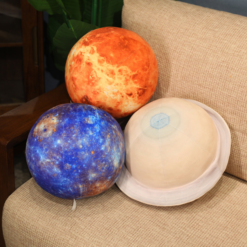 Mars, Mercury and Saturn planet plush pillows