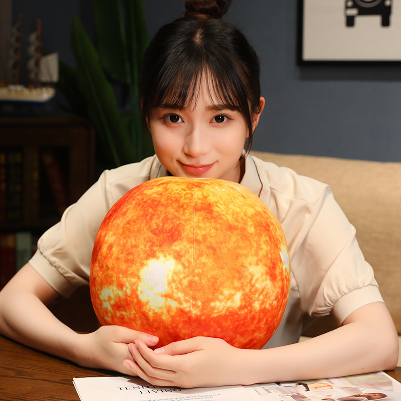 Sun planet plush pillow on table for home decor