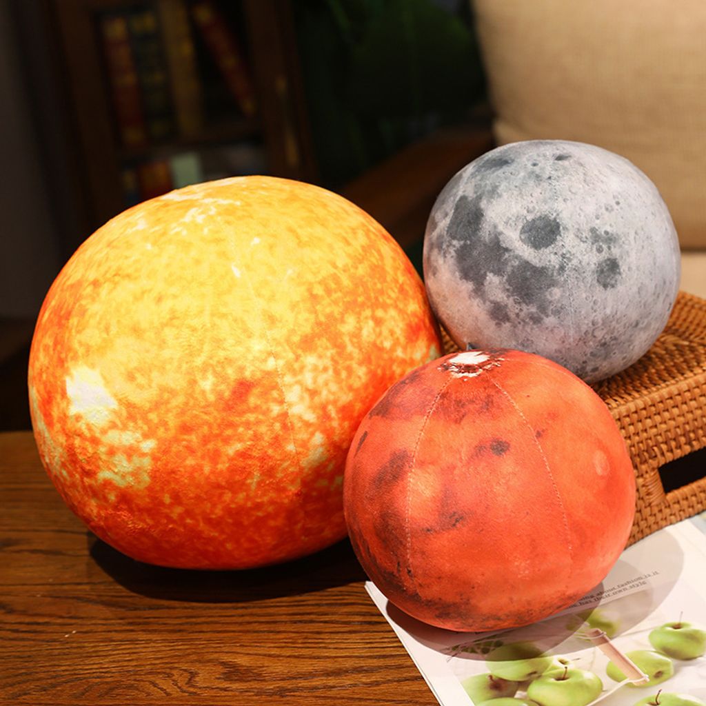 Sun, Mars and Moon planet plush pillows