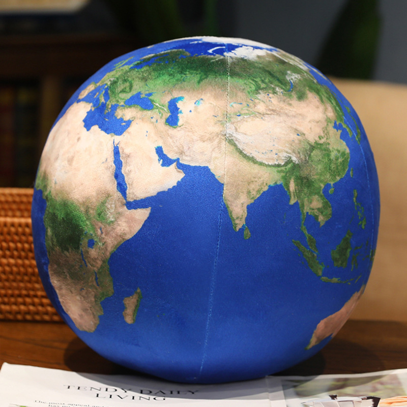 Light blue Earth planet plush pillow