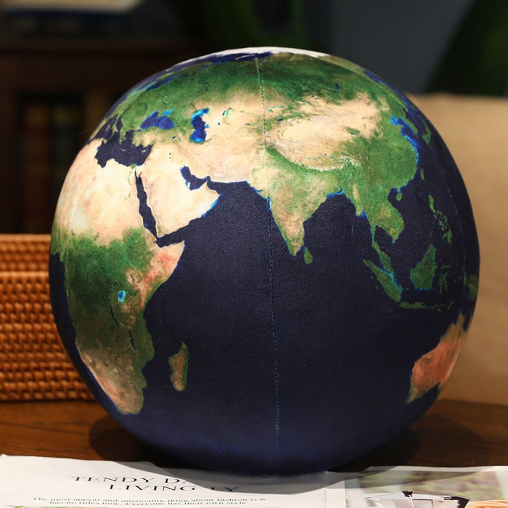 Deep blue Earth planet plush pillow