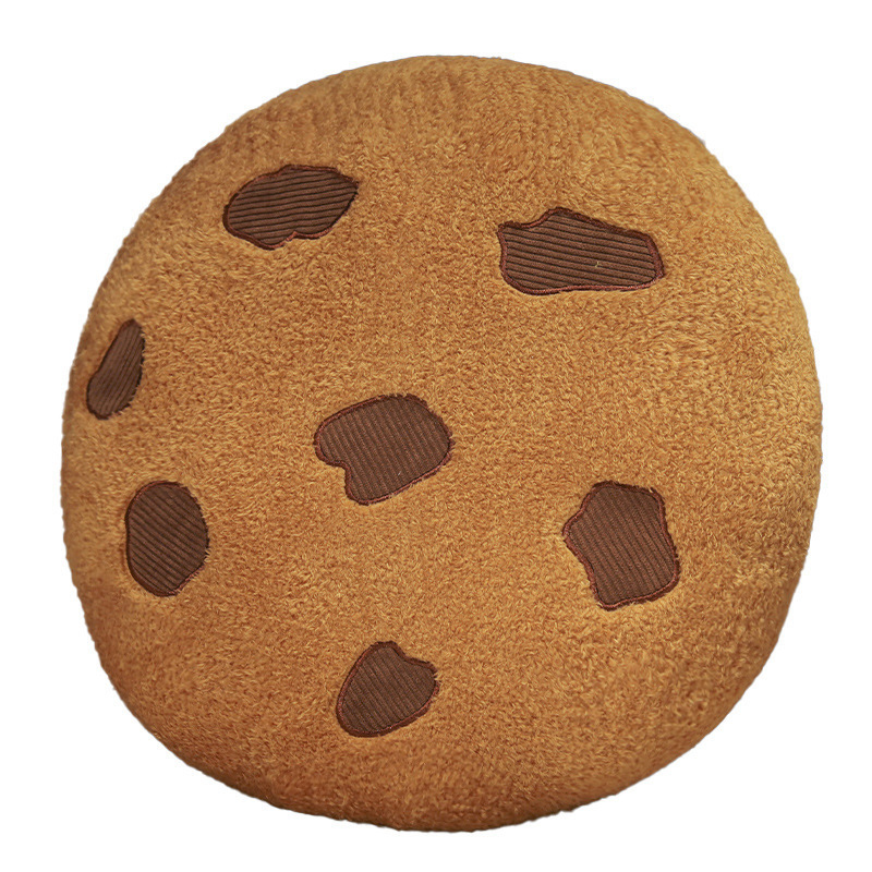 Cookie plush pillow on white background