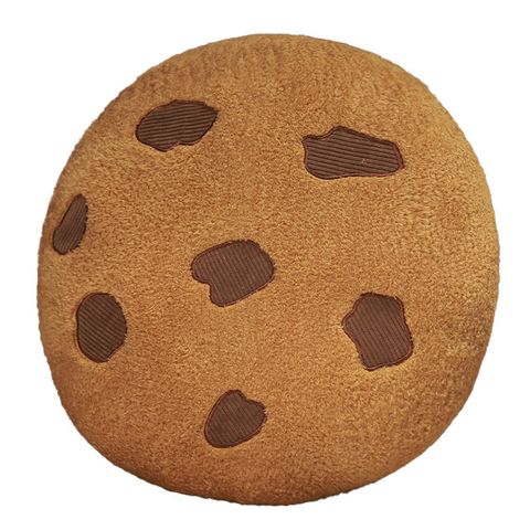 Cookie plush pillow on white background