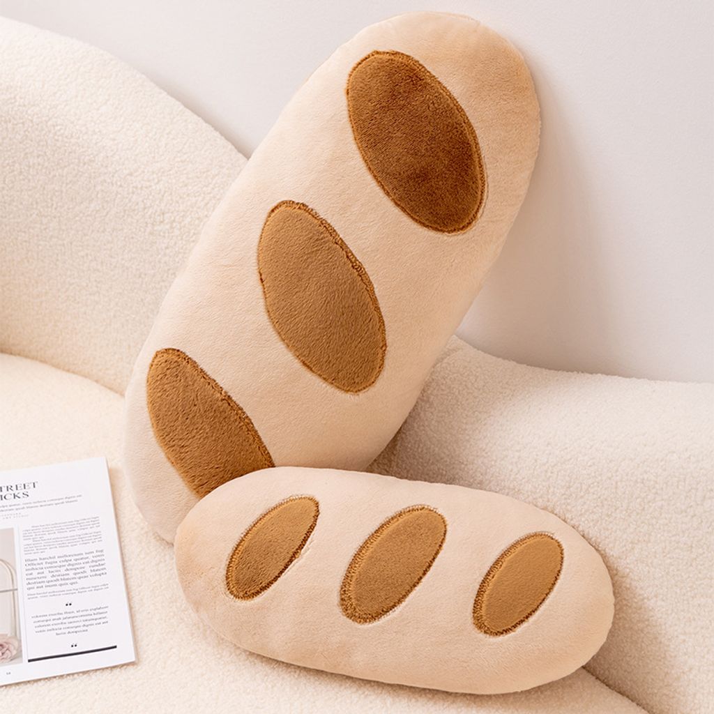 Large and small Baguette plush pillows with soft fabric and bread pattern