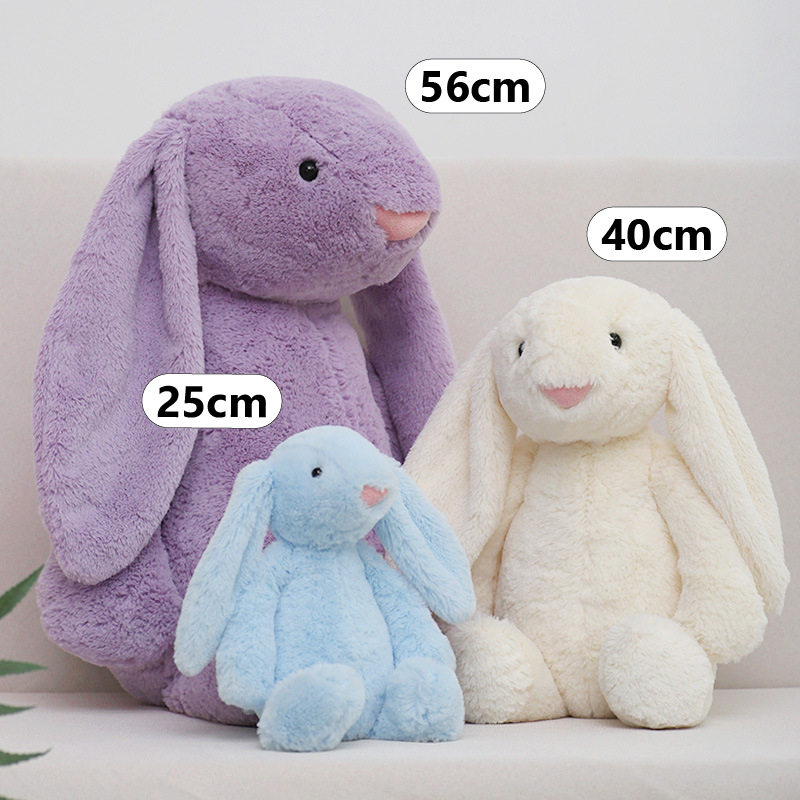 Cute lop ear bunny plush toy size comparison 25cm 40cm 56cm