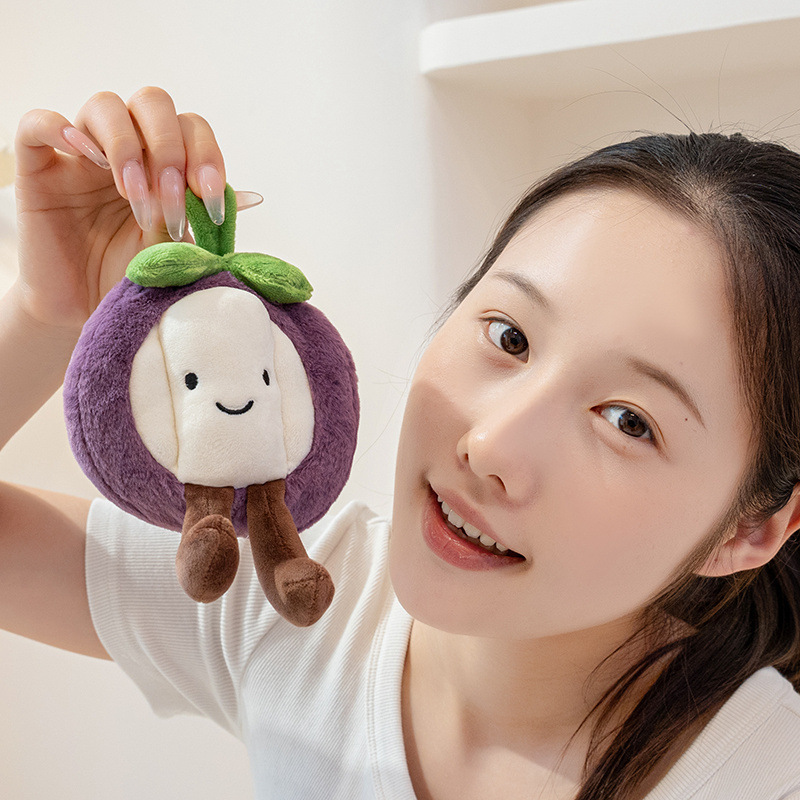 Mangosteen eco fruit plush toy with soft plush fabric