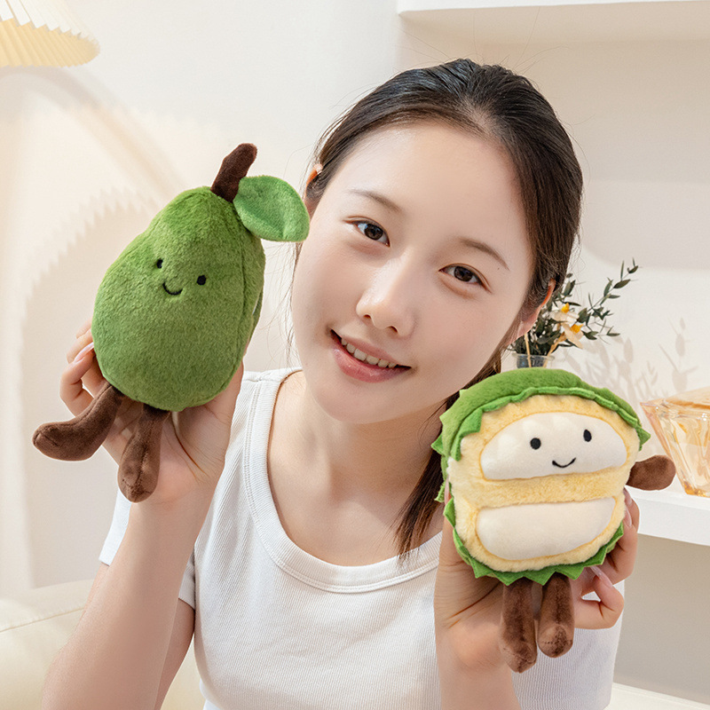 Pear and durian eco fruit plush toys with soft plush fabric