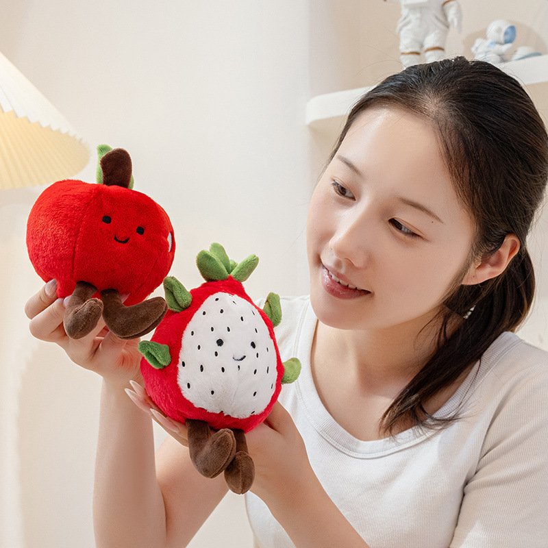Apple and dragon fruit eco fruit plush toys with soft plush fabric