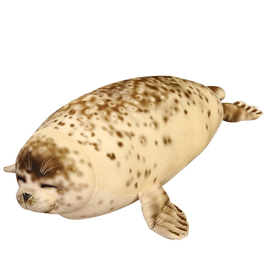 Seal plush pillow on white background