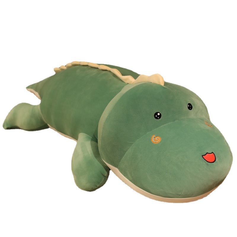 Cute dinosaur plush pillow on white background
