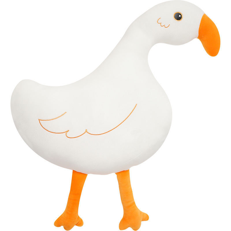 Cute goose plush pillow on white background