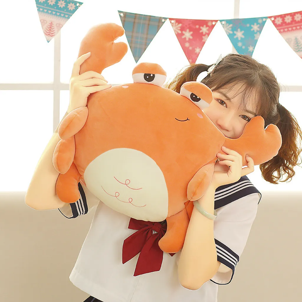 Cute crab plush pillow for hugging, adding comfort and a playful touch to cozy indoor spaces