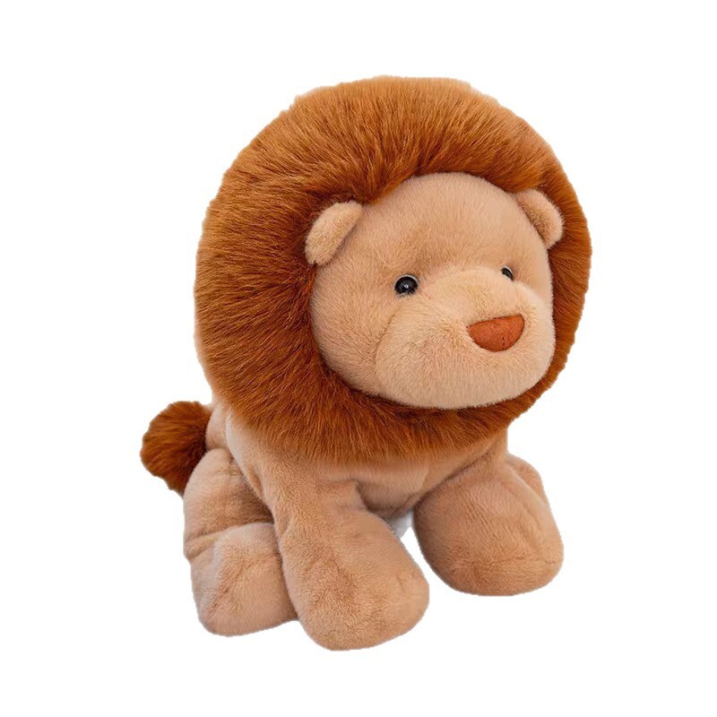 Soft lion plush toy in sitting position with fluffy mane