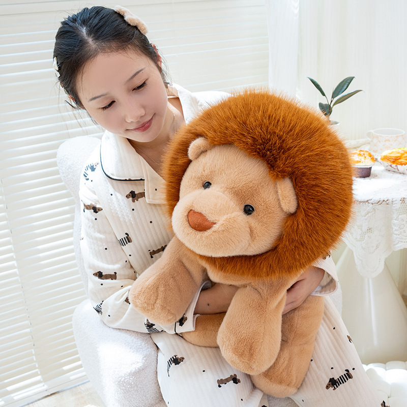 Soft lion plush toy for relaxing hugs, creating a warm and cozy home atmosphere