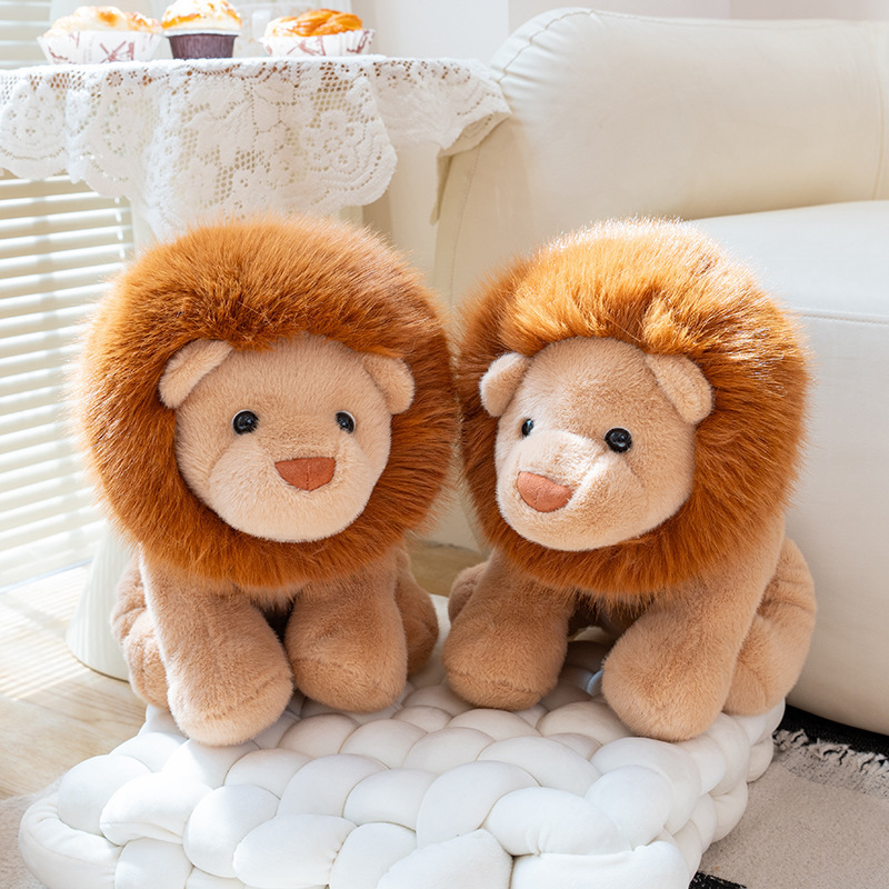 Two lion plush toys displayed side by side on a cushion, perfect for cozy room decoration and gift ideas