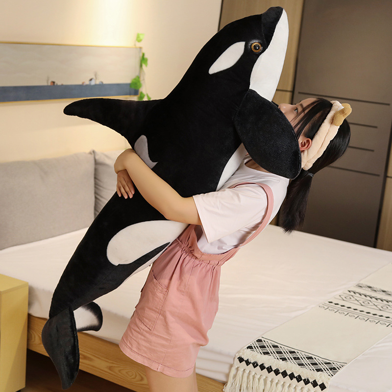 Orca killer whale long plush pillow for comfort and relaxation at home