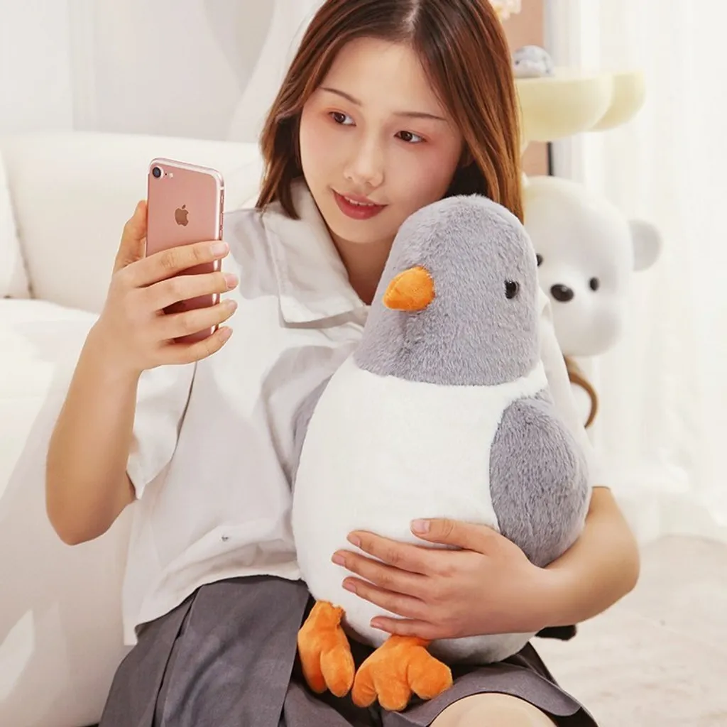 Gray cute pigeon plush toy for hugging and cozy relaxation
