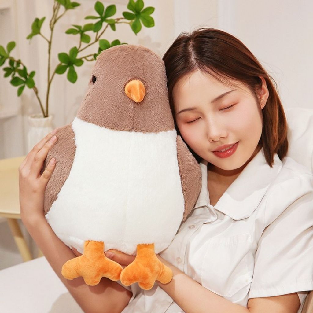 Brown cute pigeon plush toy for cuddling and comfortable home decor