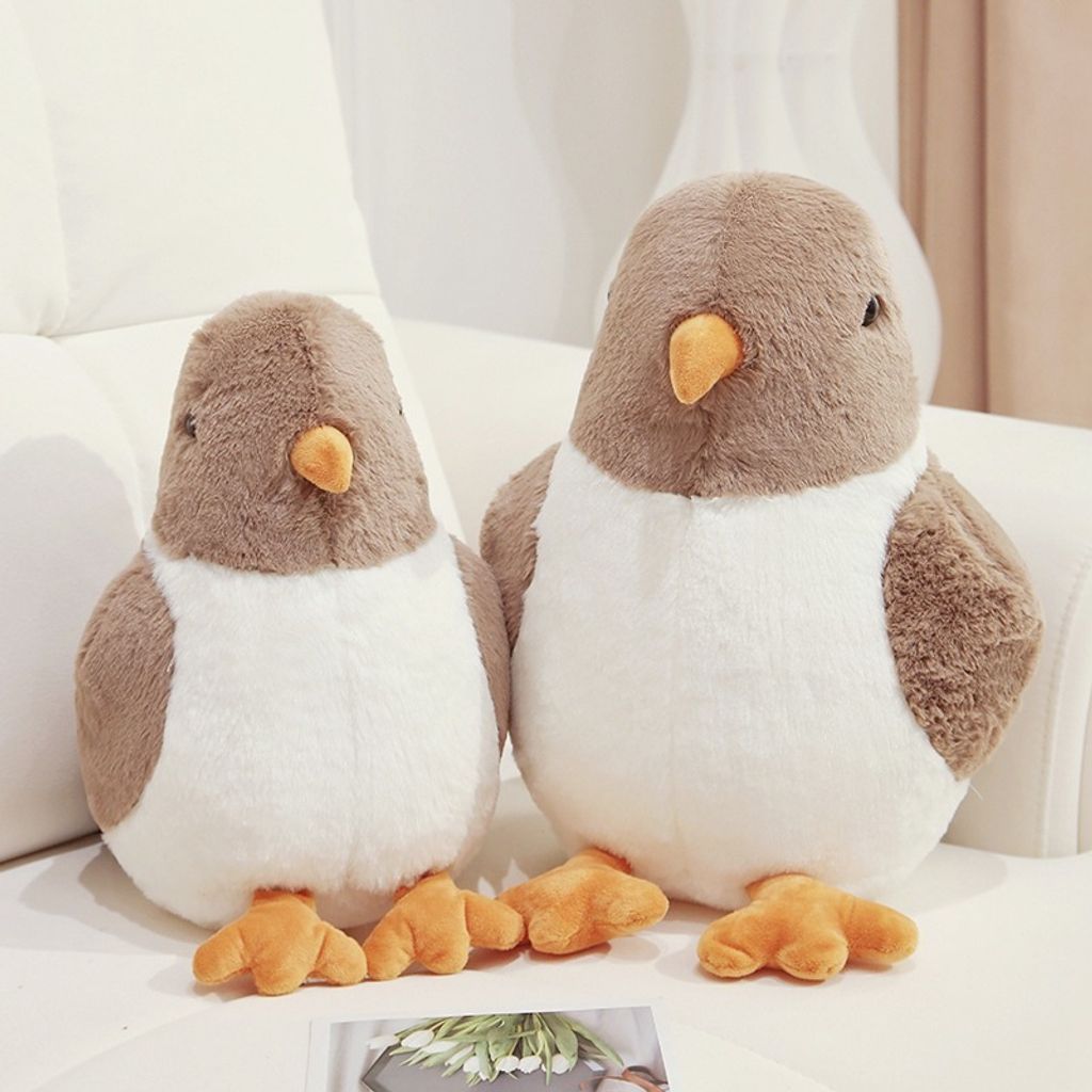 Brown pigeon plush toys in two sizes for cuddling and decorative home use