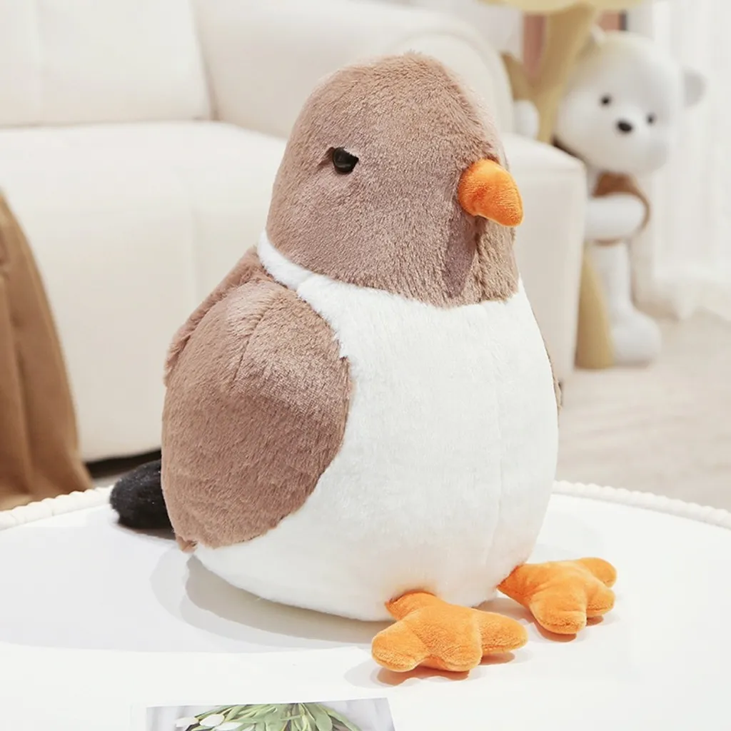 Brown pigeon plush toy with soft plush fabric and cute rounded design