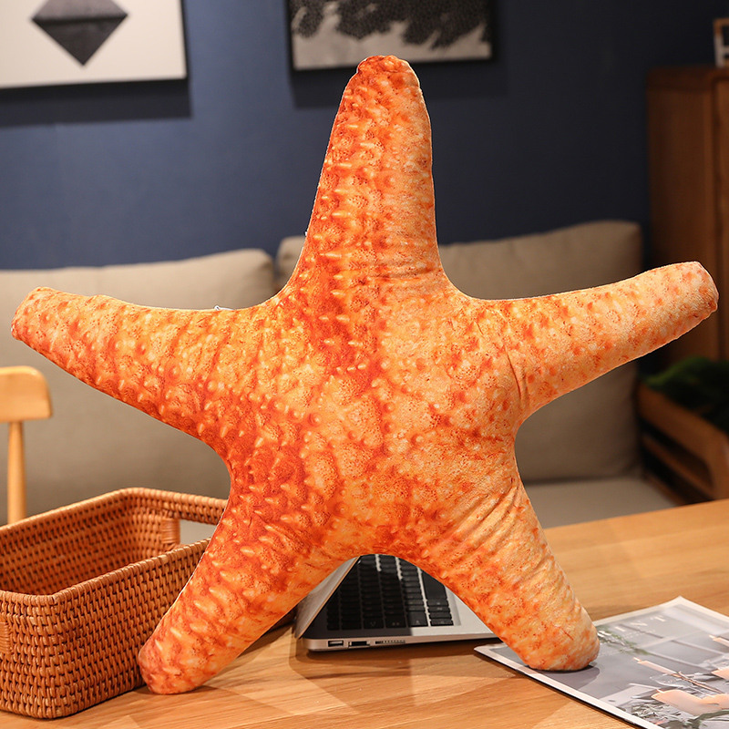 Starfish realistic ocean plush pillow, soft decorative cushion
