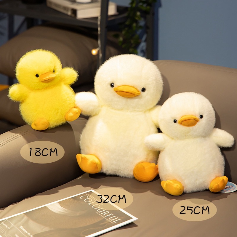 Duck plush toy size comparison showing small medium and large options for home decor gifting and cuddling