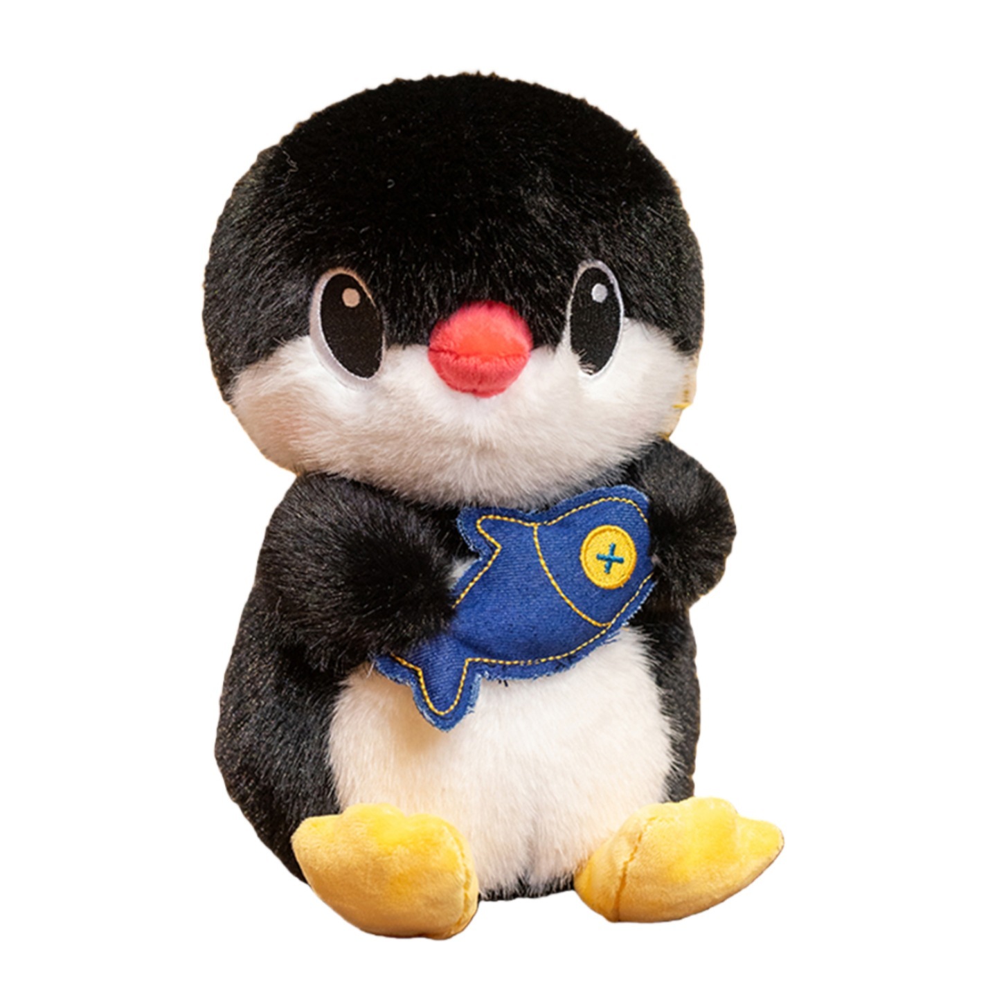 Penguin plush toy with fish soft stuffed animal