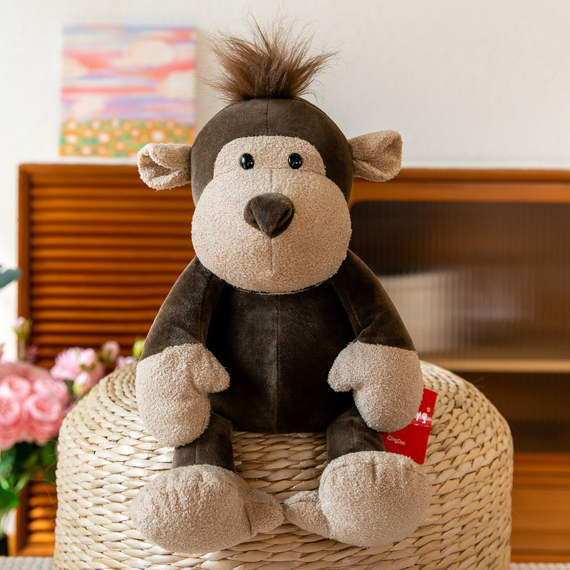 Monkey jungle animal plush toy with soft brown fabric and plush texture