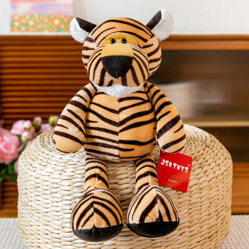 Tiger jungle animal plush toy with striped pattern and soft stuffed design