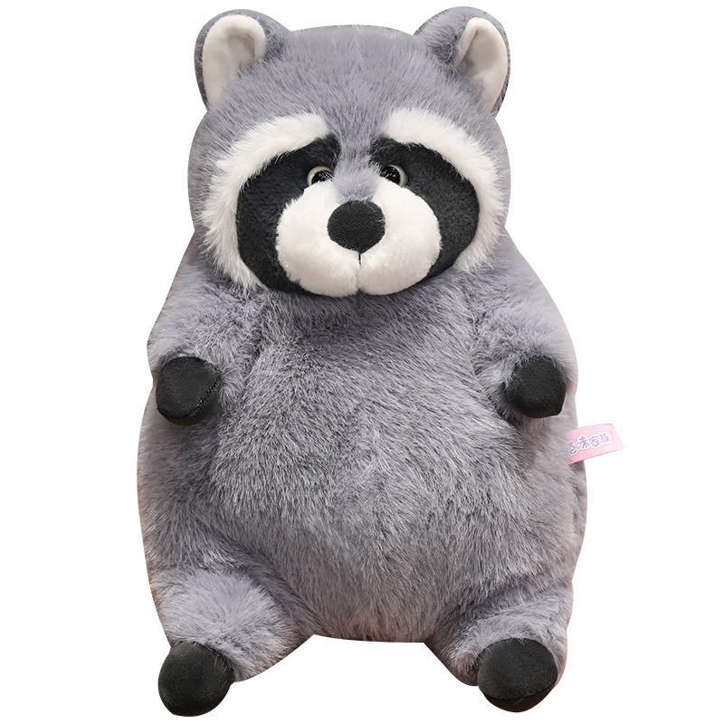 Chubby raccoon plush toy with a rounded body and soft plush fabric, shown on a clean white background to highlight details, texture, and overall shape for product display