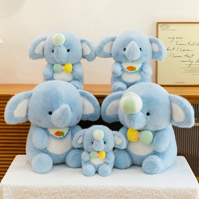 Happy elephant plush toy collection in various sizes and variants arranged together, highlighting soft texture, cute details, and a warm, comforting display for home decor or gifting