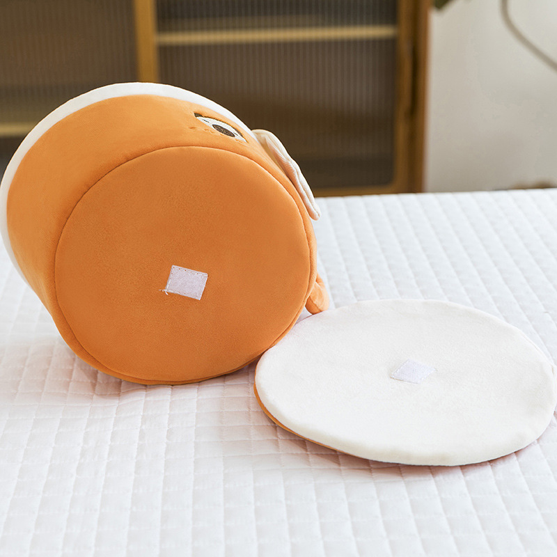 Coffee cup capybara plush toy showing Velcro attachment under cup and saucer