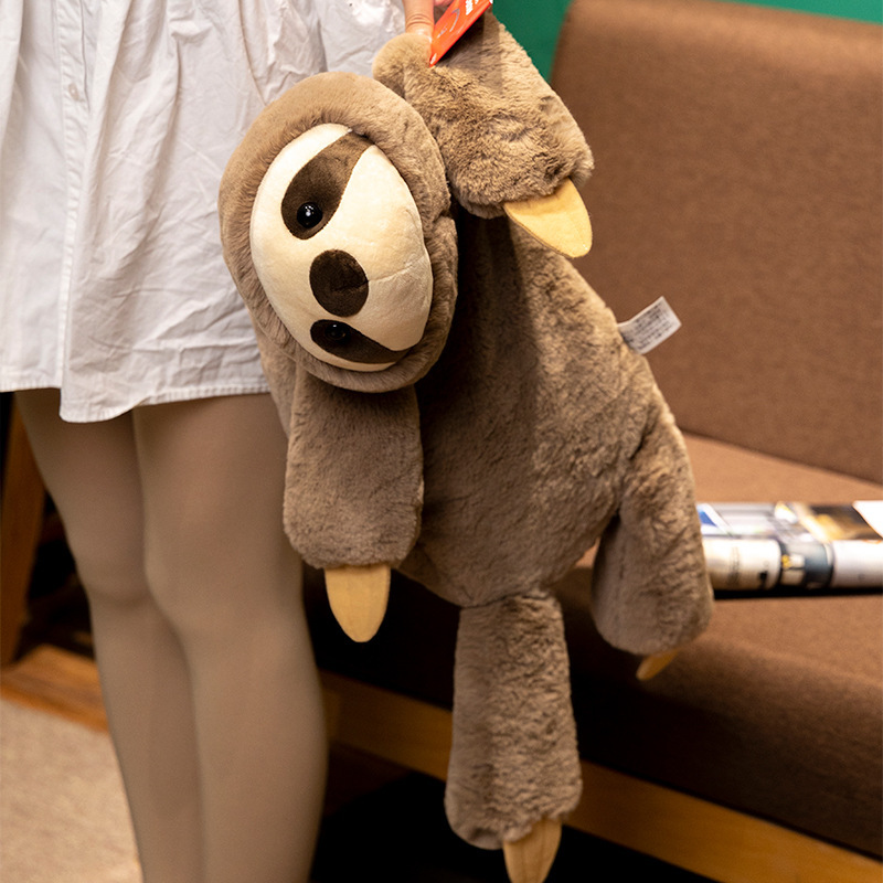 Aurora lazy lying sloth plush toy in gentle brown tones with relaxed design, soft PP cotton filling for soothing hugs and comfort