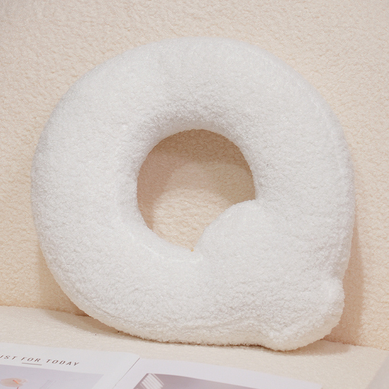 Letter Q alphabet plush pillow, white teddy plush cushion for sofa and bed decor