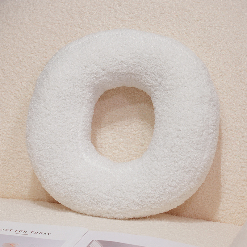 Letter O alphabet plush pillow, white teddy plush cushion for sofa and bed decor