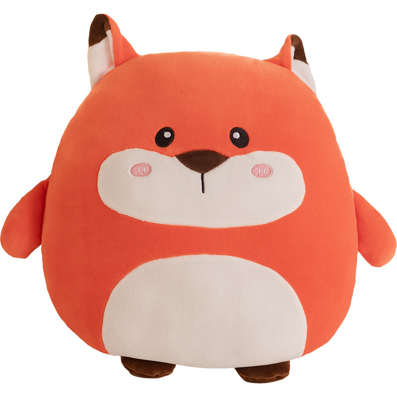 Fox 36cm hess animal plush pillow with round shape and soft plush fabric shown on a white background