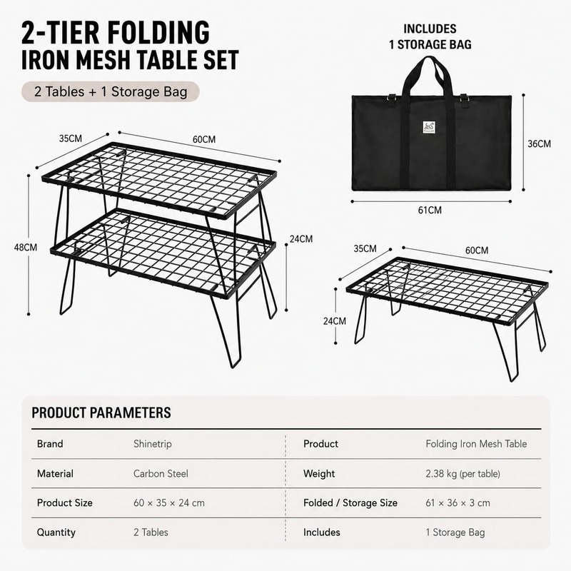 02 Shinetrip Foldable Steel Mesh Multipurpose Table