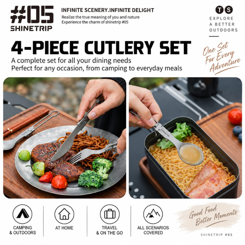Shinetrip Pure Titanium Cutlery Tableware Set (5)