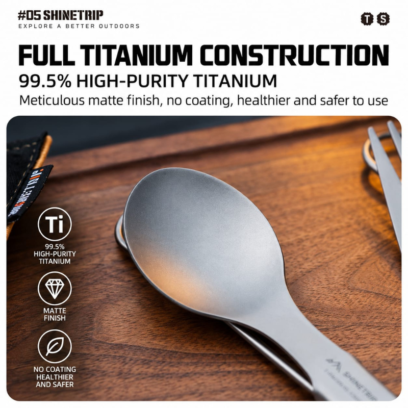 Shinetrip Pure Titanium Cutlery Tableware Set (9)