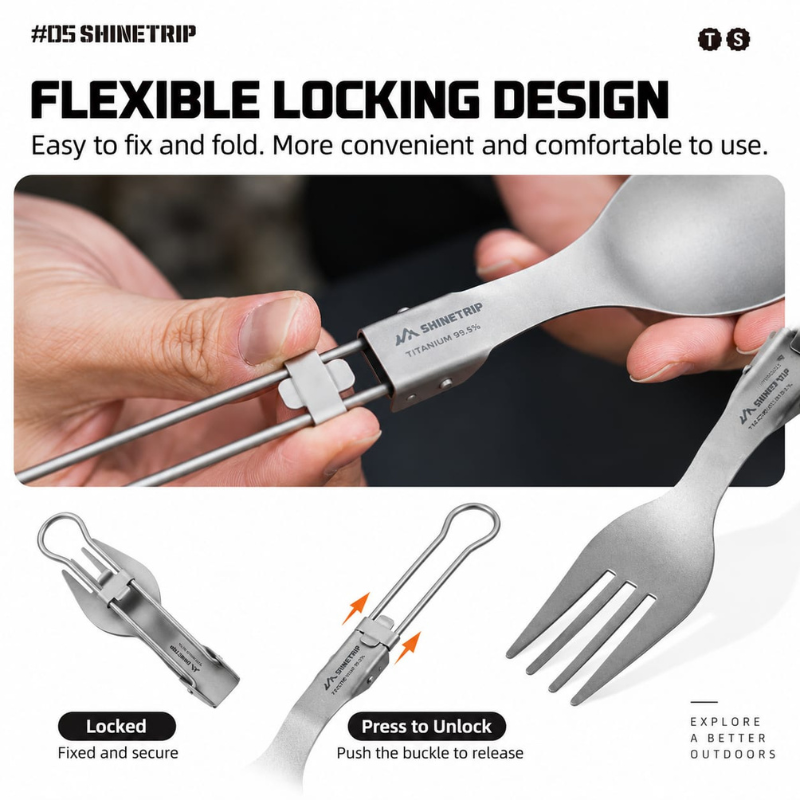 Shinetrip Pure Titanium Cutlery Tableware Set (10)