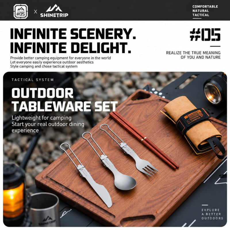 Shinetrip Pure Titanium Cutlery Tableware Set (14)