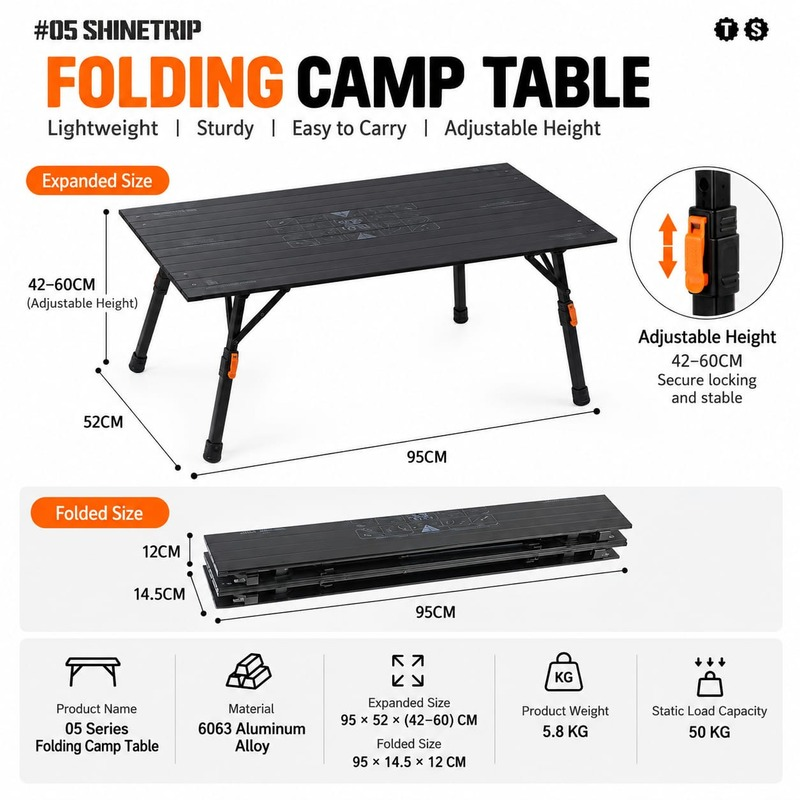 Shinetrip 4 Fold Adjustable Table (6)