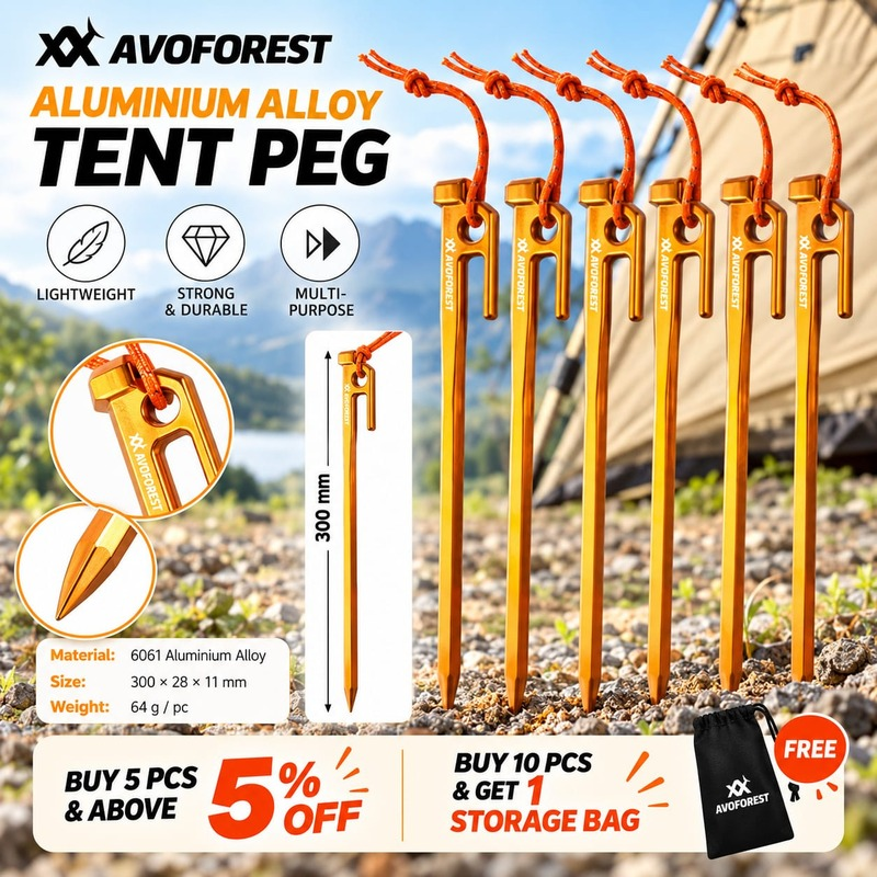 Avoforest Hardened Aluminium Alloy Lightweight Peg (1)