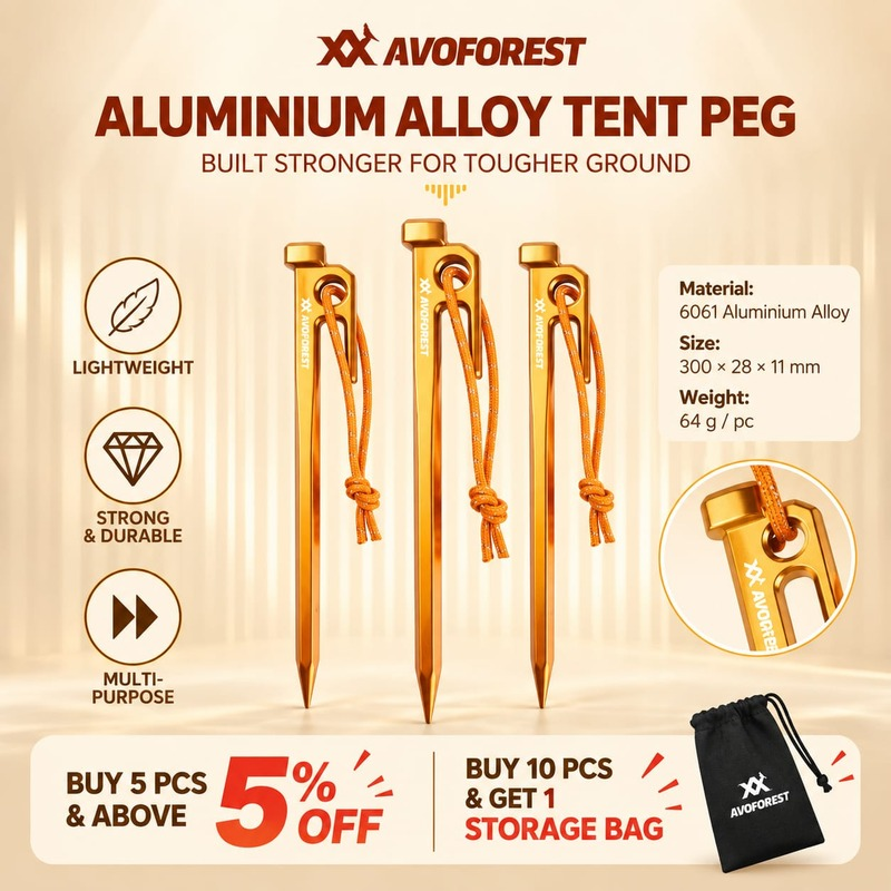 Avoforest Hardened Aluminium Alloy Lightweight Peg (2)