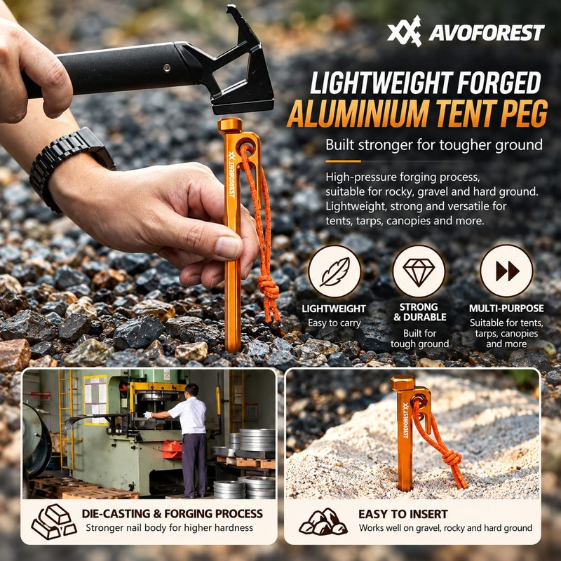 Avoforest Hardened Aluminium Alloy Lightweight Peg (6)