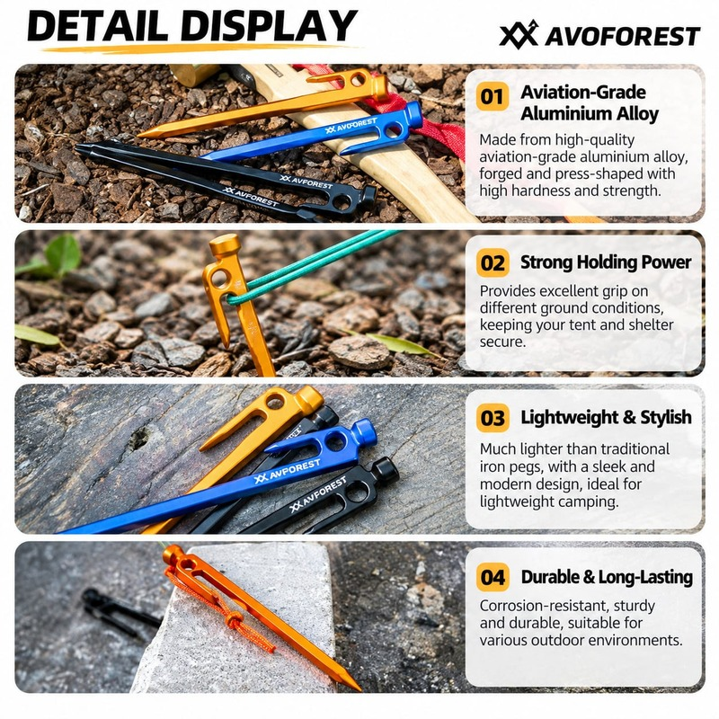 Avoforest Hardened Aluminium Alloy Lightweight Peg (12)
