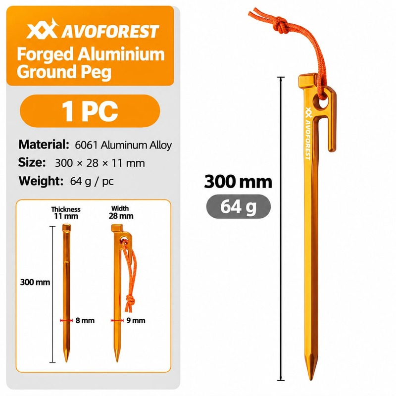 Avoforest Hardened Aluminium Alloy Lightweight Peg (14)