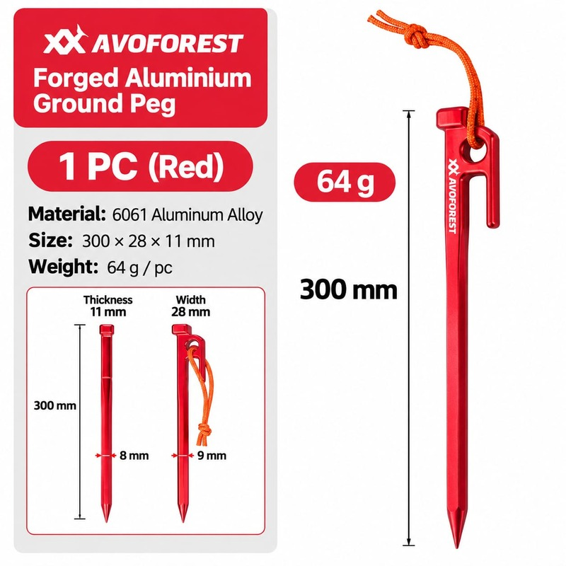 Avoforest Hardened Aluminium Alloy Lightweight Peg (16)