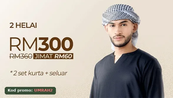 Promo 2 helai RM300 - 2 set kurta dan seluar - kod promo UMRAH2